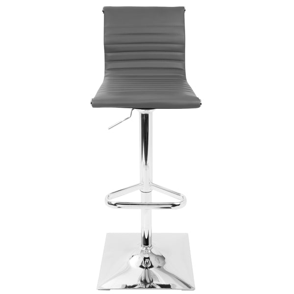 English Elm Masters Contemporary Adjustable Barstool with Swivel, Chrome Base and Faux Leather Seat for Comfort Grey B202P222321