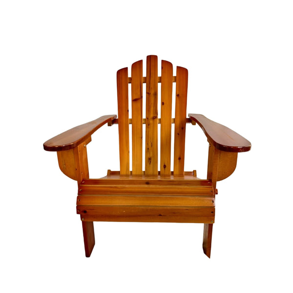 English Elm Outdoor Wood Adirondack Chair Foldable Oak Finish — Solid Hardwood, Wide Seat & Arms, Portable Comfort W495P286083