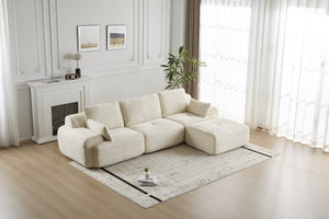 English Elm Modern Memory Foam Compressed Sofa — Pet-Friendly Corduroy Modular Sectional, Cloud-Like Comfort, No Assembly Beige W3723S00013