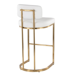 English Elm Fixed-height Barstools Powder Coated Steel Frame Brown Upholstered Seat Set of Two B202P471222