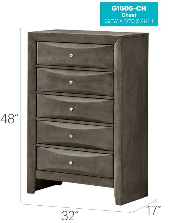 English Elm Marilla Modern G1503-D Dresser with Beveled Molded Resin Fronts, Dovetailed Drawers, Fully Assembled Gray 52 L x 33 W x 20 H B078108037