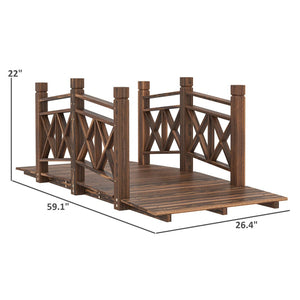 English Elm Garden Arched Wood Footbridge Solid Fir Pine Backyard Pond Creek Zen Outdoor T3971P420736