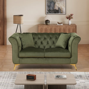 English Elm 102 Inch Linen Modular Sectional Sofa with Hidden Storage and Cloud Cushion Comfort Green W1099S00175
