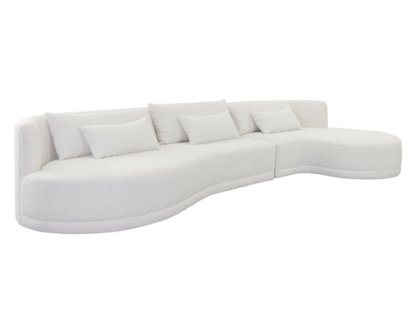 Sunpan Laken Sofa Chaise - Elegant Boucle Upholstered Design for Maximum Comfort and Modern Living Spaces Right Arm Facing - 159W x 70.5D x 30H