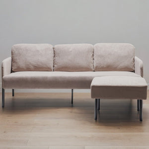 English Elm 3 Seater Modern Polyester Fabric Sofa with Ottoman — Compact Foam Cushions, Stylish Small Space Comfort Beige W1164S00033