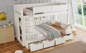 English Elm Twin Triple Bunk Bed Metal L-shaped Frame Sleeps Three Kids White Finish Ivory W1580S00643
