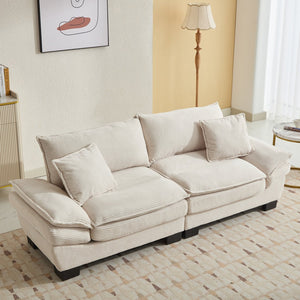 English Elm Corduroy Stylish Sleeper Sofa Loveseat with Dual-Layer Cushions & Two Support Pillows, Sturdy Frame Beige W676P184129