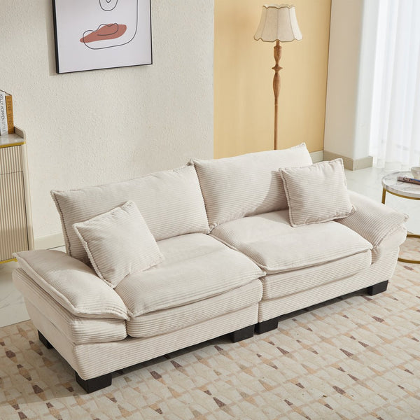 English Elm Corduroy Stylish Sleeper Sofa Loveseat with Dual-Layer Cushions & Two Support Pillows, Sturdy Frame Beige W676P184129