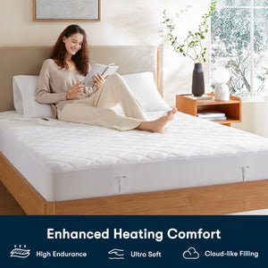 English Elm 1-piece Queen Heated Mattress Pad Dual Zone Quilted Warmth with Auto Shut Off B035P408318
