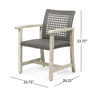 English Elm Christopher Knight Home® - HAMPTON Acacia Wood Dining Chair Pair with Handwoven Wicker Seats and Durable Velvet Finish Black+Grey 60400.00MBLK