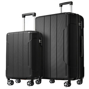 English Elm Hardshell Abs 2 Piece Luggage Set with Tsa Lock Spinner Wheels Carry on Travel Black N730P306666B