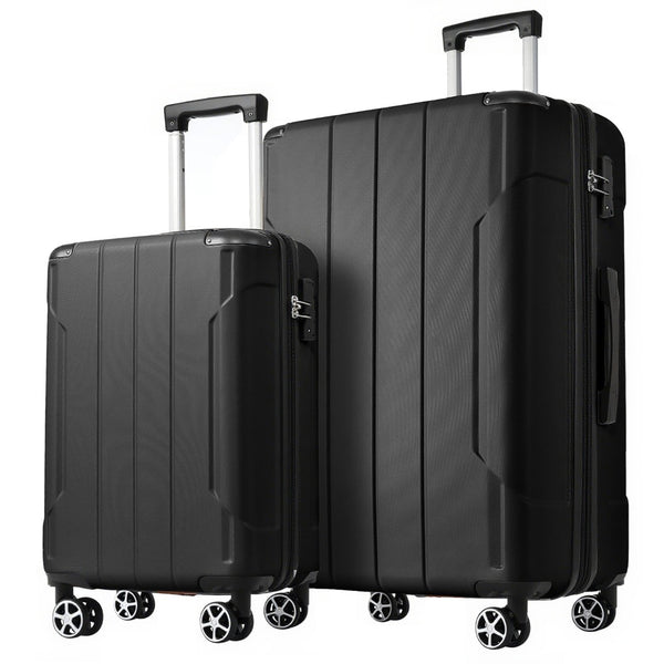 English Elm Hardshell Abs 2 Piece Luggage Set with Tsa Lock Spinner Wheels Carry on Travel Black N730P306666B