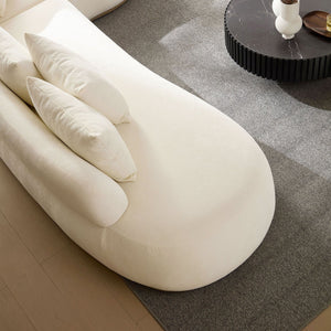 English Elm VSF1112 Oversized Beige L-Shaped Sectional Sofa with PU Leather Base, No Assembly, 6 Pillows, Plush Comfort W3208S00003