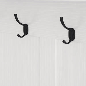 English Elm Multi-purpose Hallway Hall Tree with Linen Cushion Bench, Pegboard, Hooks, Drawers & Shoe Storage White W757P196820