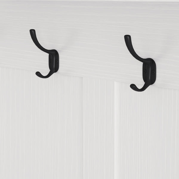 English Elm Multi-purpose Hallway Hall Tree with Linen Cushion Bench, Pegboard, Hooks, Drawers & Shoe Storage White W757P196820