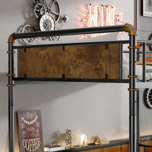 English Elm Twin XL Industrial Metal Bunk Bed with Rustic Wood Accents, Detachable Twin XL Stackable Design, 300lb Capacity W2580P285206