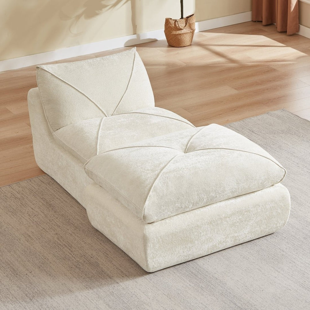English Elm Modern Chenille Modular Sofa with Built-in Foot Pedals for Comfortable Living Rooms Beige W3396P463869