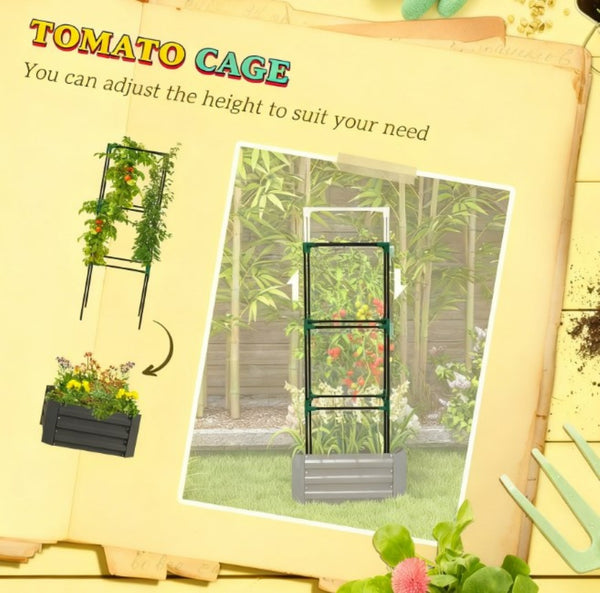 English Elm Garden Galvanized Steel Raised Planter with Integrated Trellis for Climbing Vegetables T3971P422764