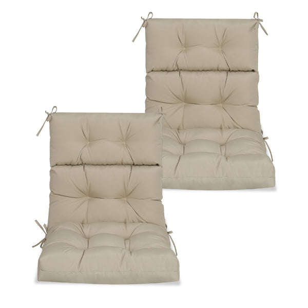 English Elm 2 Pcs Set High Back Patio Chair Cushions Tufted Outdoor Reversible 44x22x4 Waterproof Comfort khaki W419P287336