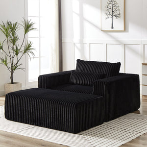 English Elm 75-Inch Corduroy Sponge Lounge Chair With Removable Footrest - Effortlessly Cozy For Any Space W834P206096
