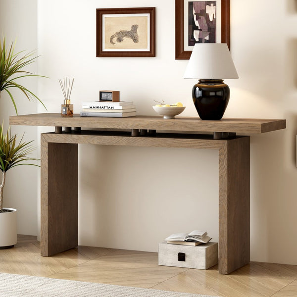 English Elm U_Style Modern Ash Veneer Console Table - Stylish Entryway, Hallway, And Living Room Furniture Solution N711P241324O-GIGA