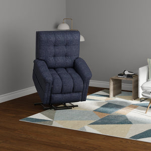 English Elm Velour Lugano Indigo Power Lift Chair with USB, Dual Pockets, Full Recline & Quiet Lift Mechanism B339P409525