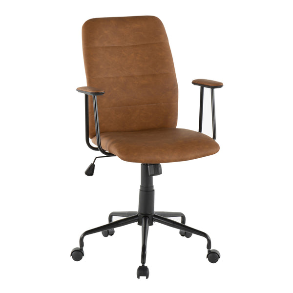 English Elm Fredrick Brown Faux Leather Office Chair by LumiSource — Contemporary Tufted Seat, Adjustable 360° Swivel, Casters B202P223900
