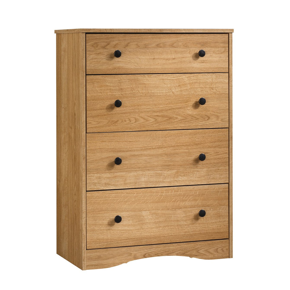 English Elm 4-Drawer Chest - Contemporary Brown Oak-Style Storage Solution For Bedrooms And Living Spaces B356P367872