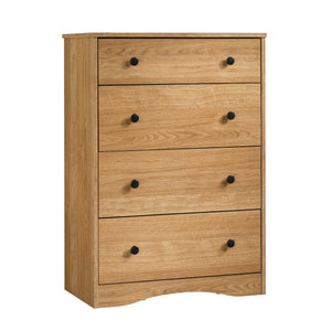 English Elm 4-Drawer Chest - Contemporary Brown Oak-Style Storage Solution For Bedrooms And Living Spaces B356P367872