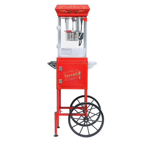 English Elm 6oz Retro Theater Popcorn Popper Cart with Stainless Kettle for Game Room Fun Red W2841P272023