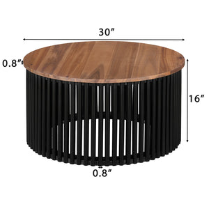 English Elm Christopher Knight Home® - PATIO Acacia Solid Wood Coffee Table & Side Table Set, Natural+Black, 30" & 17.5" Durable Style N770P269894N_N770P269893N