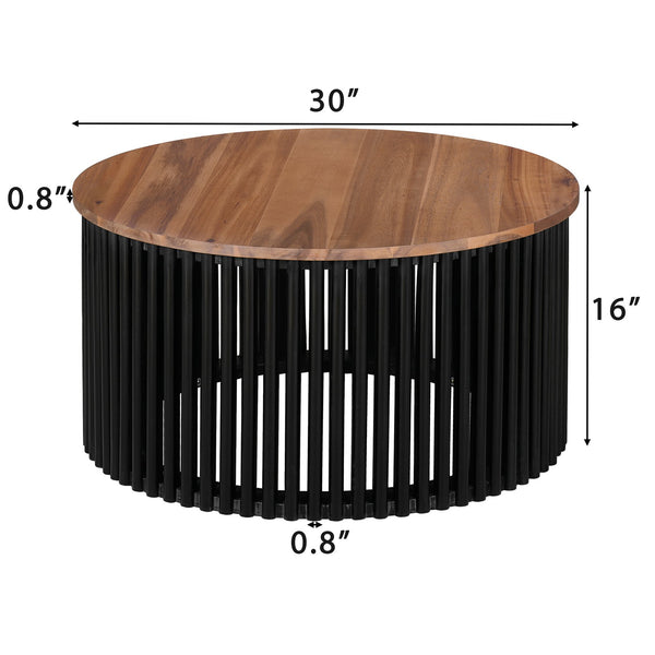 English Elm Christopher Knight Home® - PATIO Acacia Solid Wood Coffee Table & Side Table Set, Natural+Black, 30" & 17.5" Durable Style N770P269894N_N770P269893N