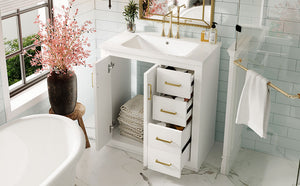 English Elm 30'' Elegant Bathroom Vanity Set With Ceramic Sink, Soft-Close Drawers & Retro Design For Storage N710P191947K