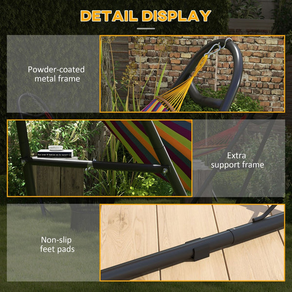 English Elm Outsunny Portable Hammock Stand For 2, Adjustable Steel Frame, 550 Lbs Capacity, Indoor/Outdoor Use W2225P174056-GIGA