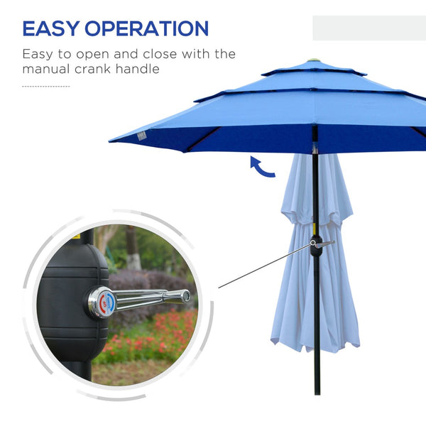 English Elm Outsunny 9Ft Elegant Patio Umbrella With Crank & Tilt - Durable Outdoor Market Shade For Decks & Lawns W2225P200444-GIGA
