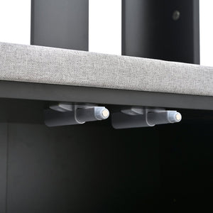 English Elm ON-TREND Modern Luxury Hall Tree with Cushioned Bench, Fluted Doors, 8 Gold Hooks & Adjustable Shelf Black N721P192814B