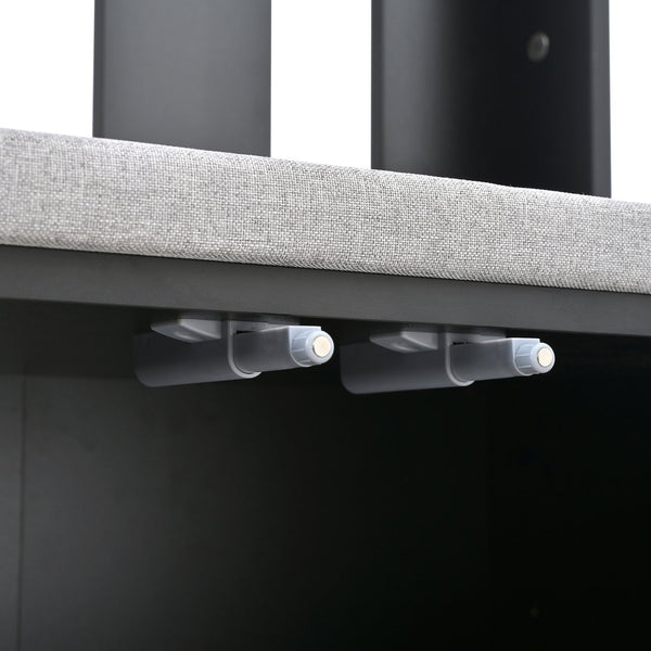 English Elm ON-TREND Modern Luxury Hall Tree with Cushioned Bench, Fluted Doors, 8 Gold Hooks & Adjustable Shelf Black N721P192814B