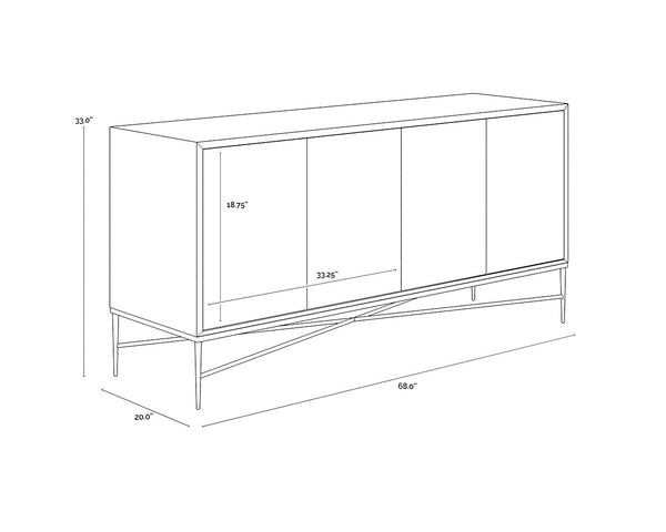 Sunpan Algarve Sideboard - Mid-Century Modern Design with Solid Mango Wood and Unique Artisan Craftsmanship Black / Champagne Gold