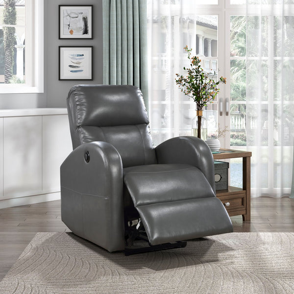 English Elm Power Reclining Chair with Gray Faux Leather Upholstery, Modern Power Motion Recliner for Living Rooms Gray 30.5 L x 30.5 W x 26 H B011P233933