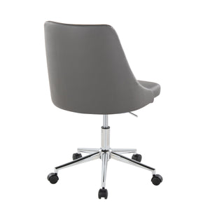 English Elm Marche Modern Swivel Task Chair In Grey Faux Leather With Chrome Casters For Stylish Home Offices B202P223941