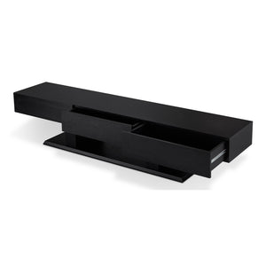 English Elm Black 3-Drawer TV Stand with Double Pedestal Base, Fits Up to 50" TVs, Spacious Storage & Sleek Finish B062P189128