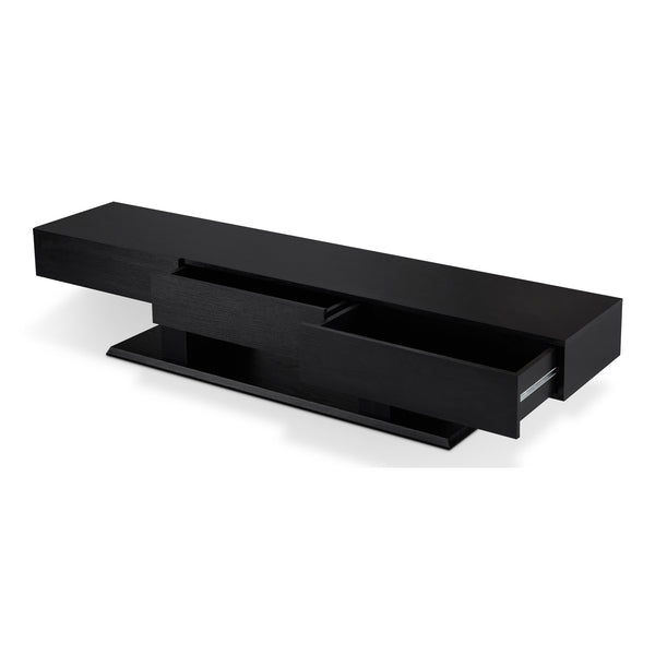 English Elm Black 3-Drawer TV Stand with Double Pedestal Base, Fits Up to 50" TVs, Spacious Storage & Sleek Finish B062P189128
