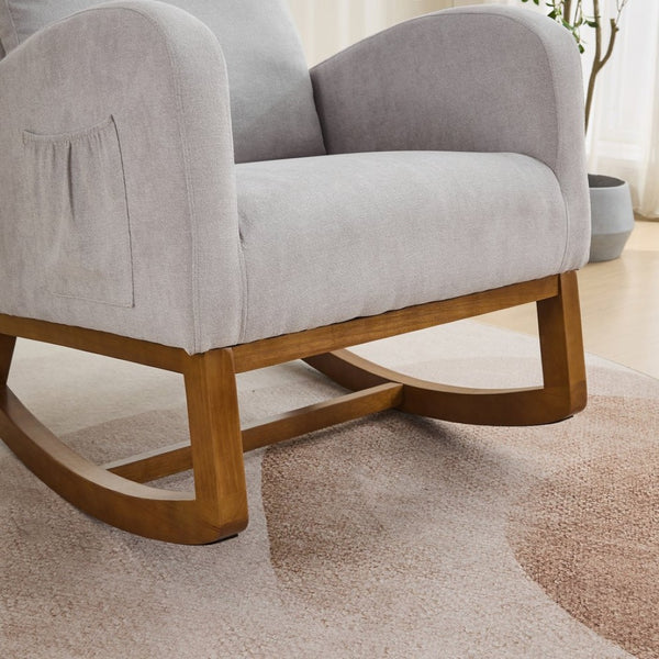 English Elm 27.2"w Wingback Glider Rocker Polyester Nursery Chair with Walnut Rubberwood Base W3188P304602