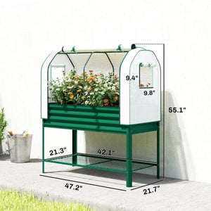 English Elm Outdoor Self Watering Raised Planter Box with Trellis Rattan Style Patio Garden Bed T3971P468158