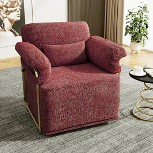 English Elm 360 Degree Square Swivel Accent Chair - Plush Fluffy Fabric Armchair With Gold Legs For Modern Spaces W2012P319078