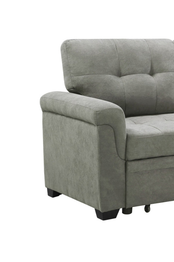 English Elm Jardin Reversible L-shaped Sectional Sleeper Sofa with Chaise Storage and Tufted Fabric Light Gray B2749S00176