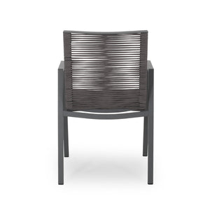 English Elm Christopher Knight Home® - Outdoor Aluminum Dining Chair with Handwoven Rope Seat, Sleek Weather-Resistant Patio Seating Set DARK GREY 64679.00GRY