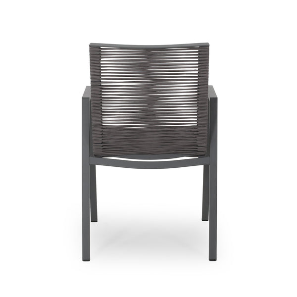 English Elm Christopher Knight Home® - Outdoor Aluminum Dining Chair with Handwoven Rope Seat, Sleek Weather-Resistant Patio Seating Set DARK GREY 64679.00GRY