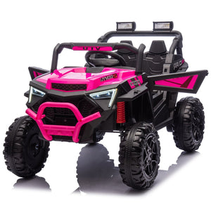 English Elm 24v 400w Kids Electric Utv Ride on with Remote Bluetooth Led Suspension Cockpit Pink W1578P284294