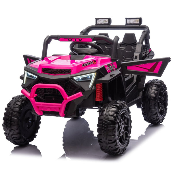 English Elm 24v 400w Kids Electric Utv Ride on with Remote Bluetooth Led Suspension Cockpit Pink W1578P284294
